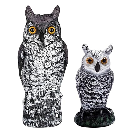 Pinakine 2X Owl Scarecrow Decoy Owl Figurine Pigeons Bird Deterrents Pest Repellent