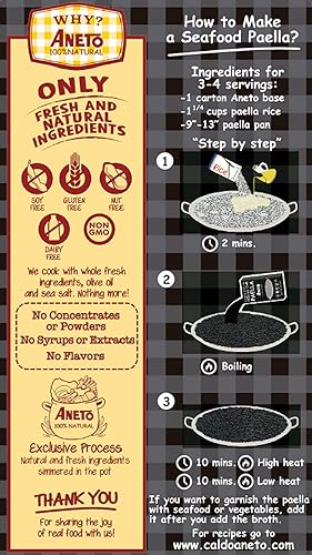 Miniatura 4 de Aneto Caldo base de cocina de paella de tinta de calamar  33.83 onzas  1 paquete  Ingredientes 100% naturales