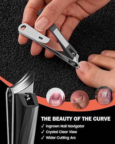 Miniatura 10 de BEZOX Cortaúñas grueso con hoja curvada inclinada, cortaúñas para adultos mayores para uñas gruesas y encarnadas, cortaúñas con lima de uñas