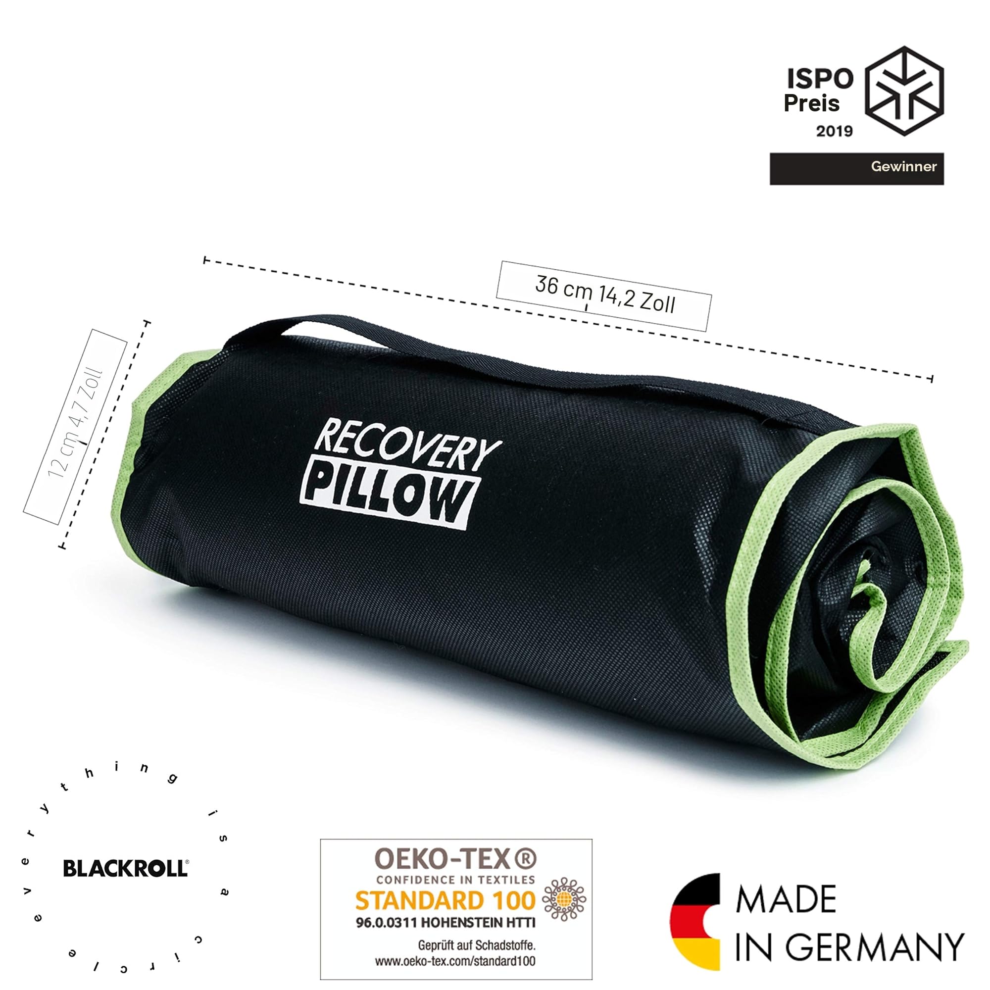 BLACKROLL Recovery Pillow 50 x 30 cm Kopfkissen ergonomisches Nackenkissen Viscose Memory Schaum Made in Germany