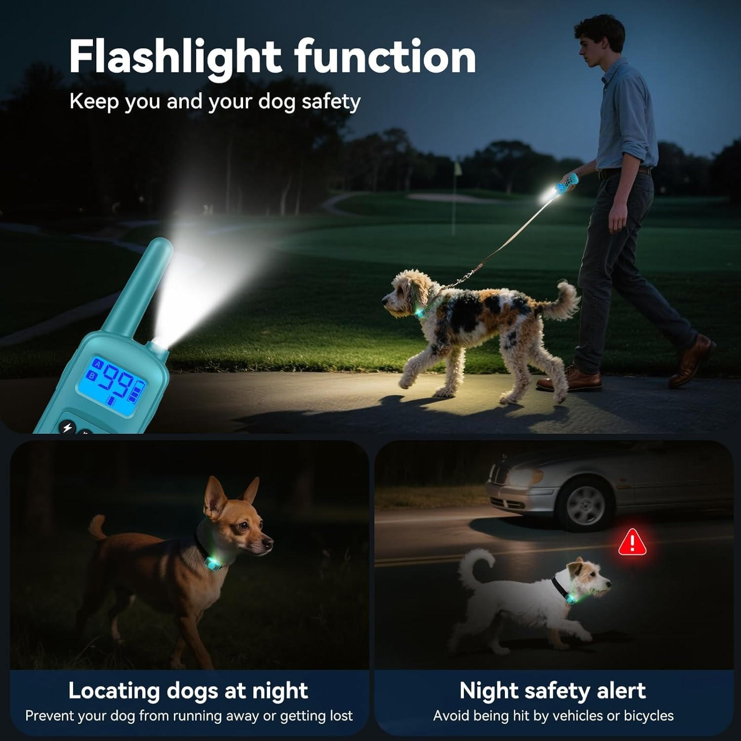 Shock Collar for Small Dogs，Tiniest and Lightest Dog Training Collar with 2000ft Remote，Tailored Small Dog Shock Collar 5-15 Pounds，Beep，Vibration and Safe Shock，0-99-Level Precise Adjustment，Cyan