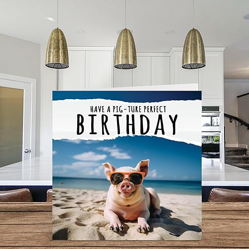 Miniatura 3 de Divertidas tarjetas de cumpleaños para mujeres y hombres  Pig-ture Perfect  Tarjeta de feliz cumpleaños para hermano, hermana, hijo, hija, sobrino,