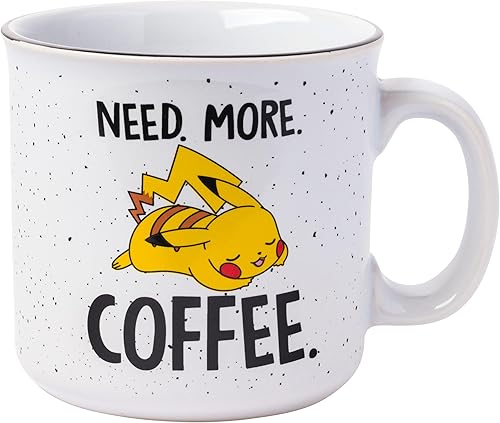 Silver Buffalo Pokemon Pikachu Need More Coffee - Taza de cerámica para caravana, 20 onzas
