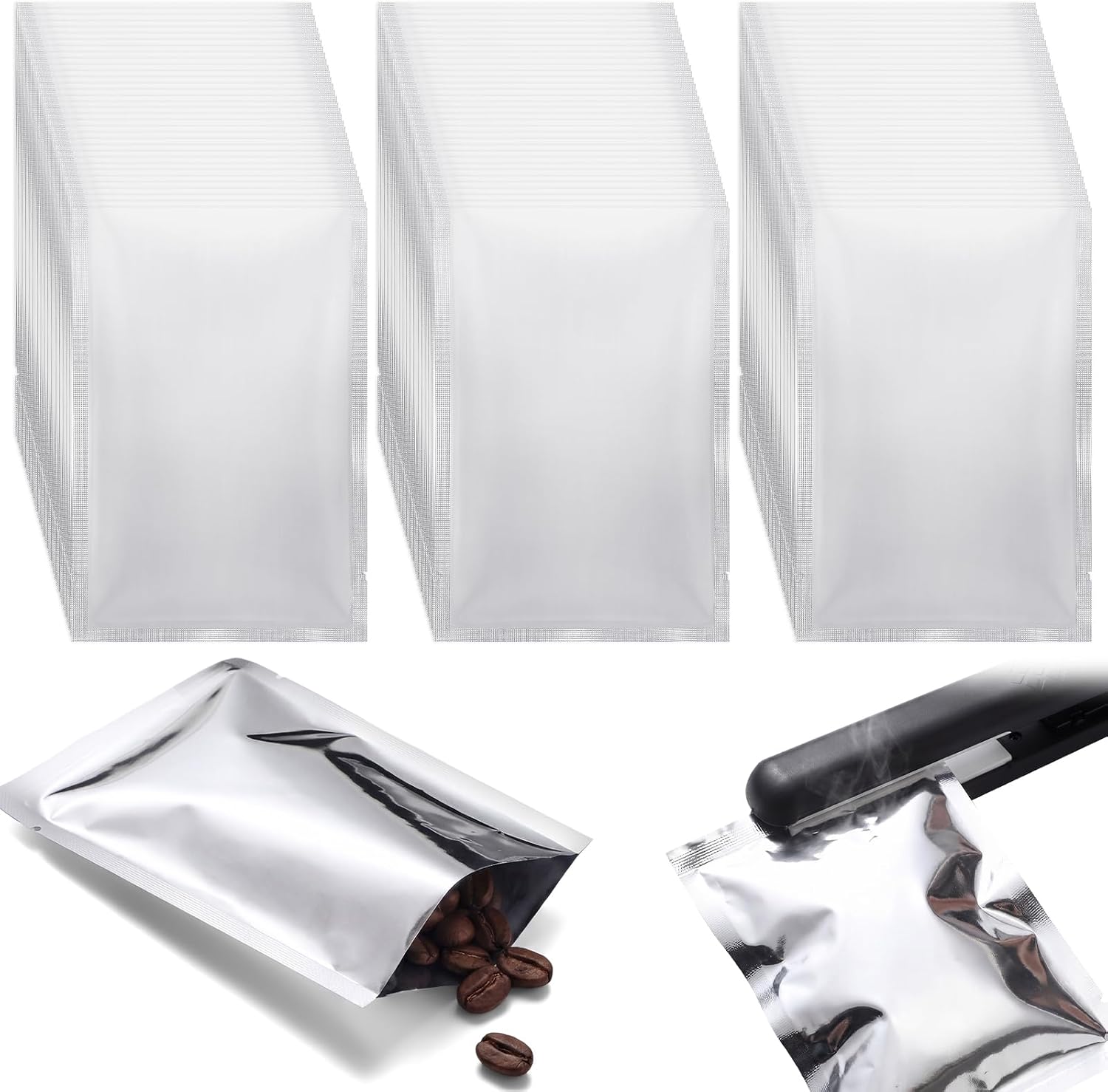 Yexiya 200 Pcs 5 x 7" Matte Frosted Heat Seal Cookie Bags Cellophane Cookie Bags Flat Edge for Treat Candy Dessert Snack Chocolate Packs Back to School Wedding Birthday Party Gift Giving