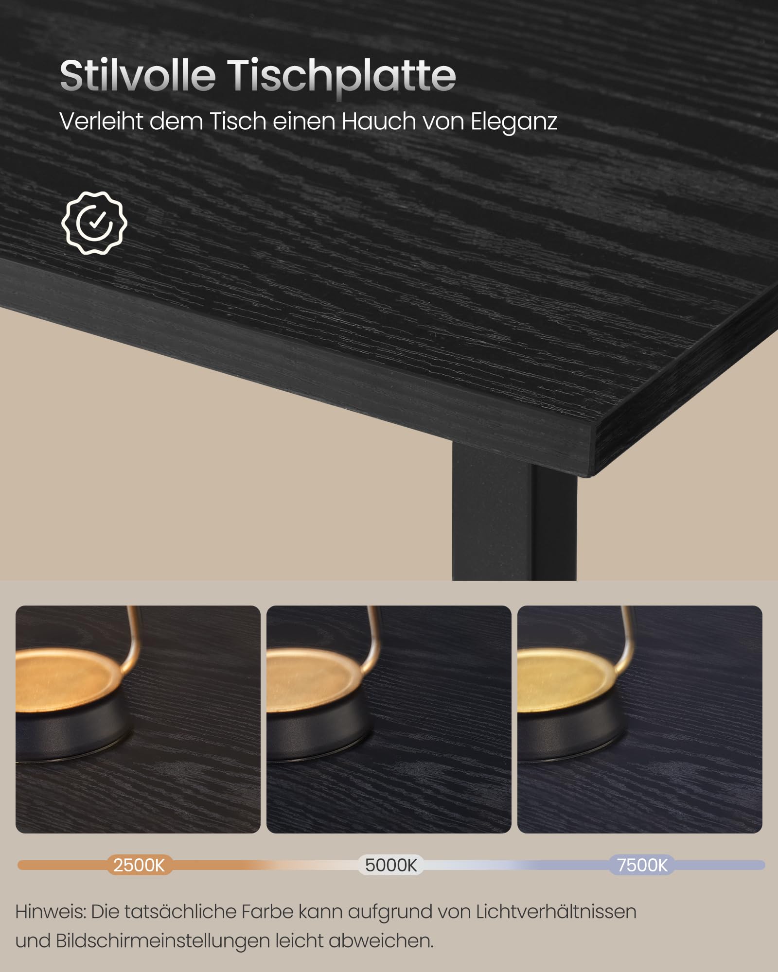 VASAGLE Schreibtisch, L-förmiger Computertisch, 140 x 140 x 76 cm, Eckschreibtisch, platzsparender Bürotisch, Gaming, Homeoffice, einfacher Aufbau, ebenholzschwarz-tintenschwarz LWD073B56V1