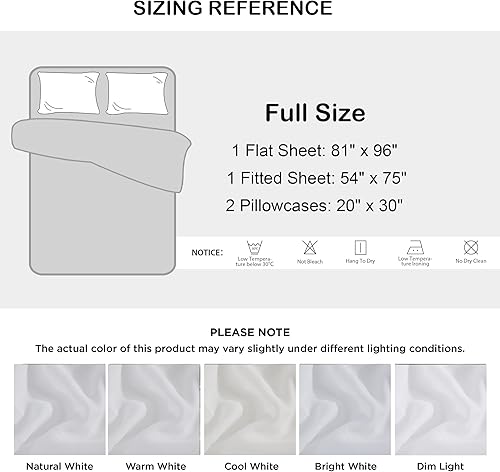 Miniatura 6 de Talasily Juego de sábanas de lino de tamaño matrimonial, mezcla de lino y algodón, juego de 4 piezas suave y transpirable para todas las estaciones,