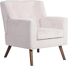 CLP Kioni Armchair with Corduroy Upholstered Comfortable Armchair I Up to 150 kg Maximum Load, Colour: Cream