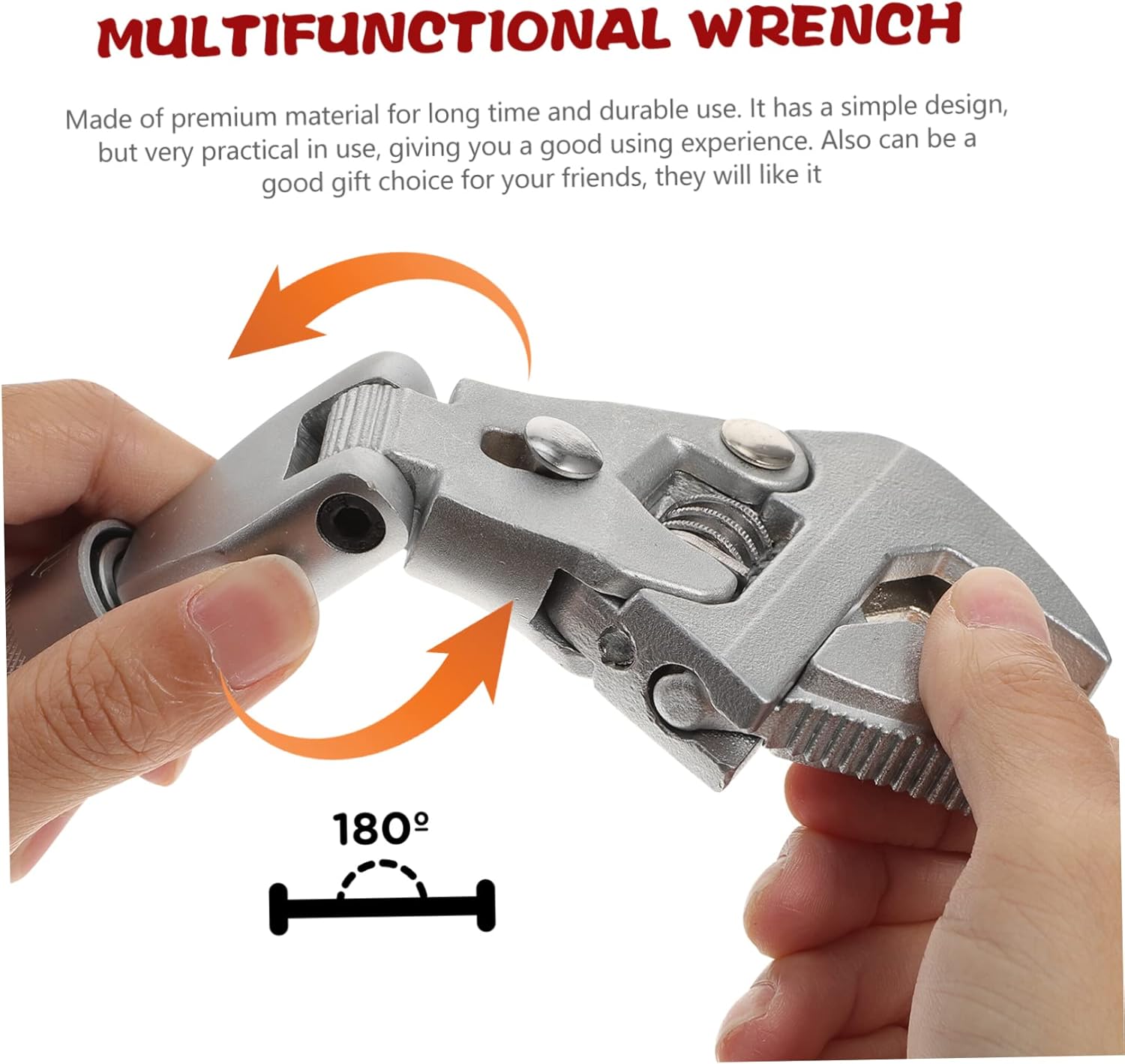 Mikikit Multifunctional Folding Ratchet Wrench with Rotation and Adjustable Opening Retractable Household Repair Tool for Plumbing and Faucet Dismantling Dual Purpose Smooth Socket Spanner
