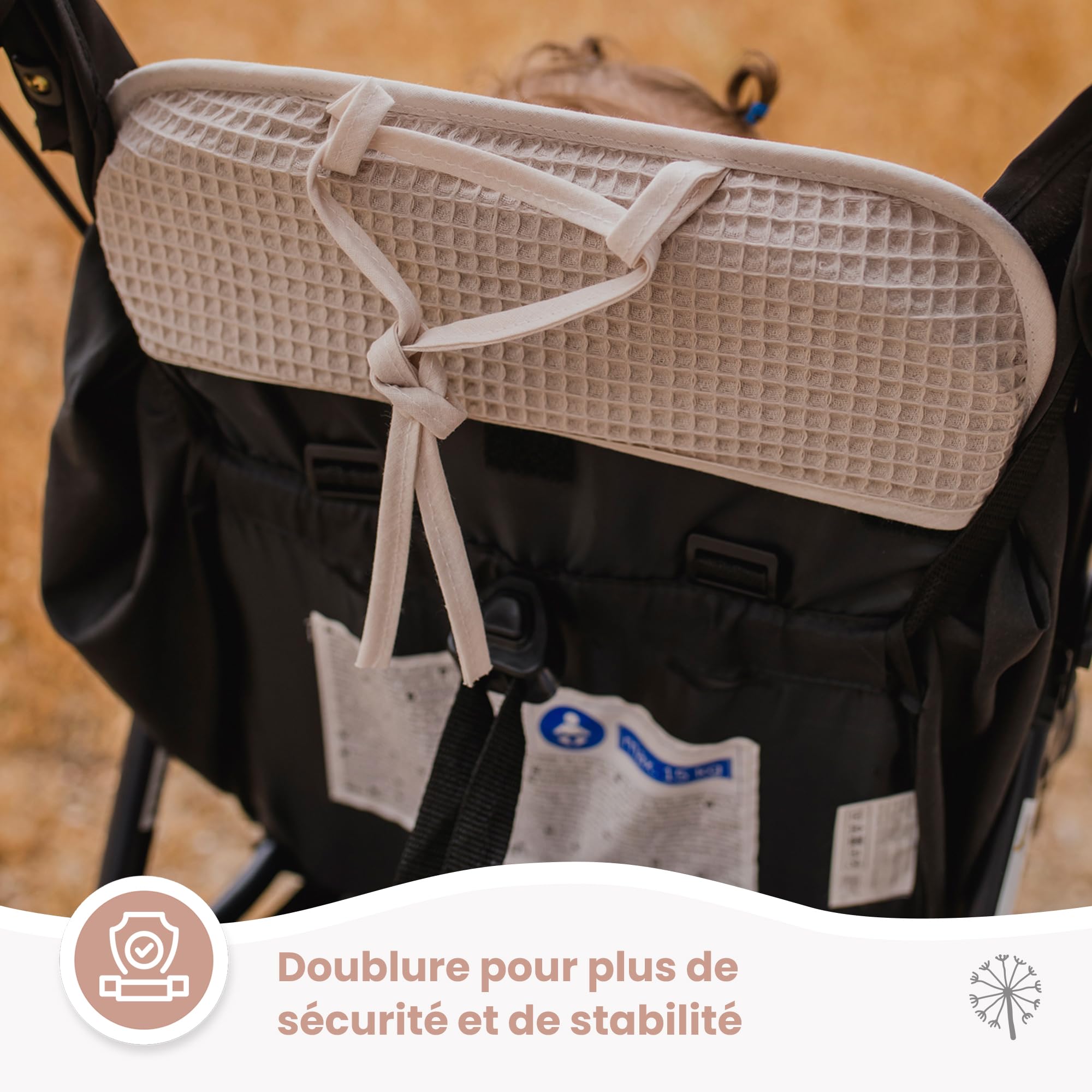 MIMUSELINA Matelas Poussette Bébé 100% Coton OEKO-TEX | Housse de Siège Bébé Été et Hiver 34 × 84 cm | Coussin de Poussette Universel Respirant et Lavable | Fait au Portugal