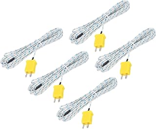 MECCANIXITY 5pcs K Type Thermocouple Mini Connector Temperature Sensor Probes Fiberglass 13ft -50 to 400°C(-58 to 752°F)