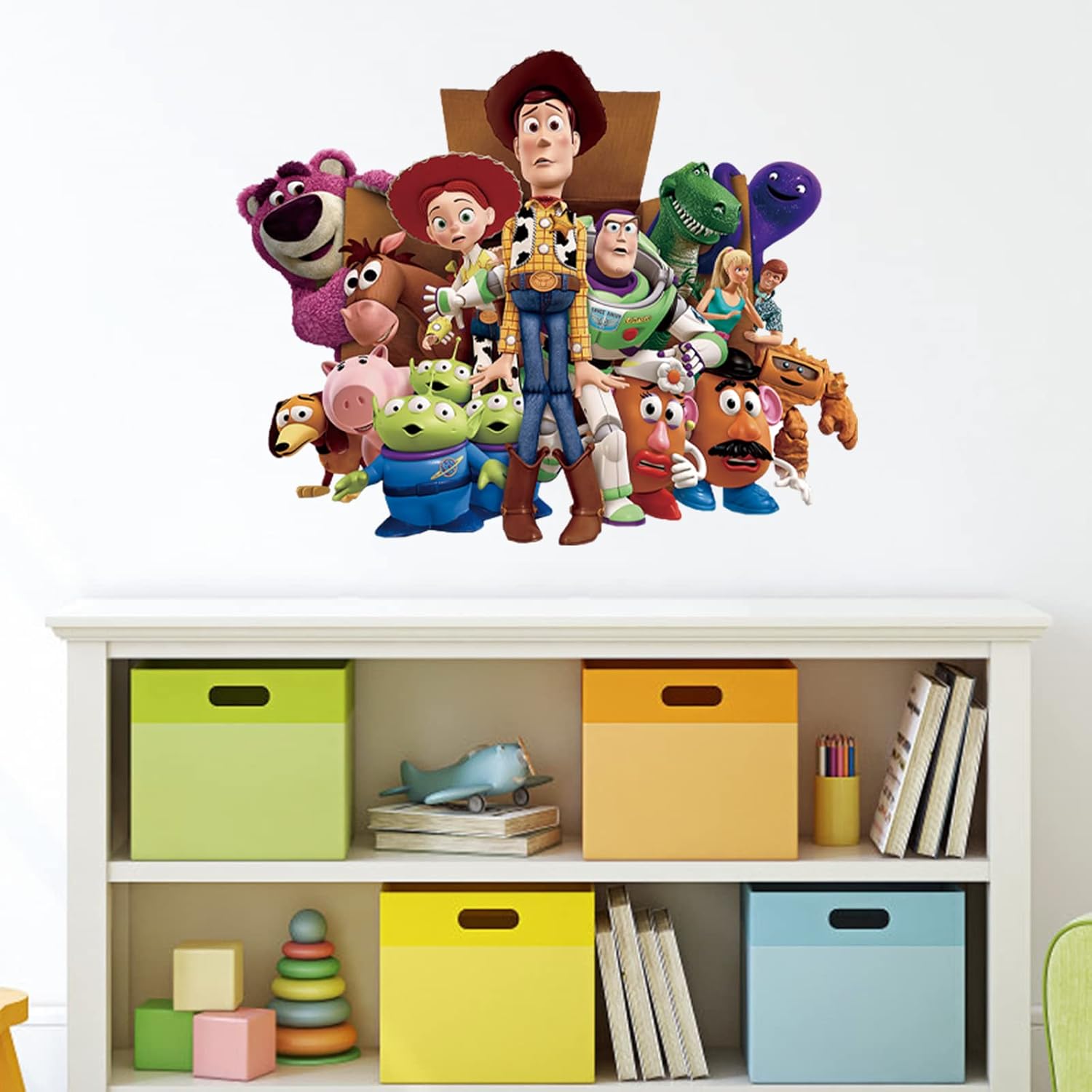 Kids Bedroom Wall Decal Peel and Stick, Cartoon Toys Family