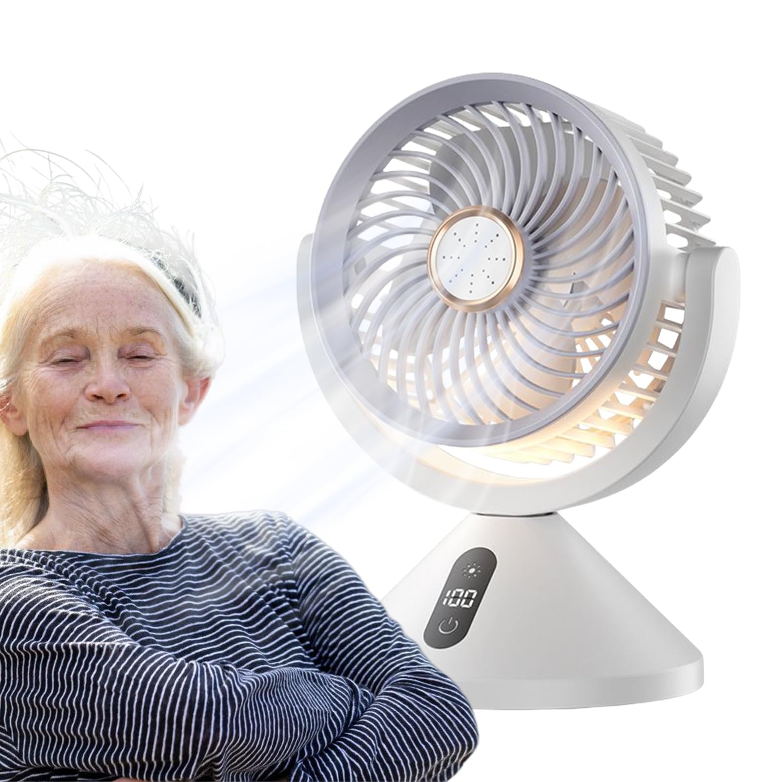 Ventilateur de circulation d'air pour bureau sans fil avec affichage pour éviter la chaleur