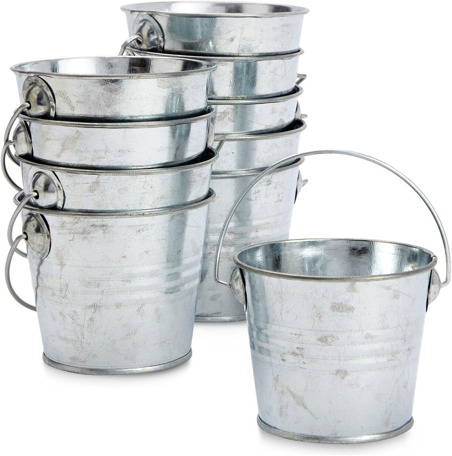 10 Pack Small Metal Buckets for Party Favors, Mini 3