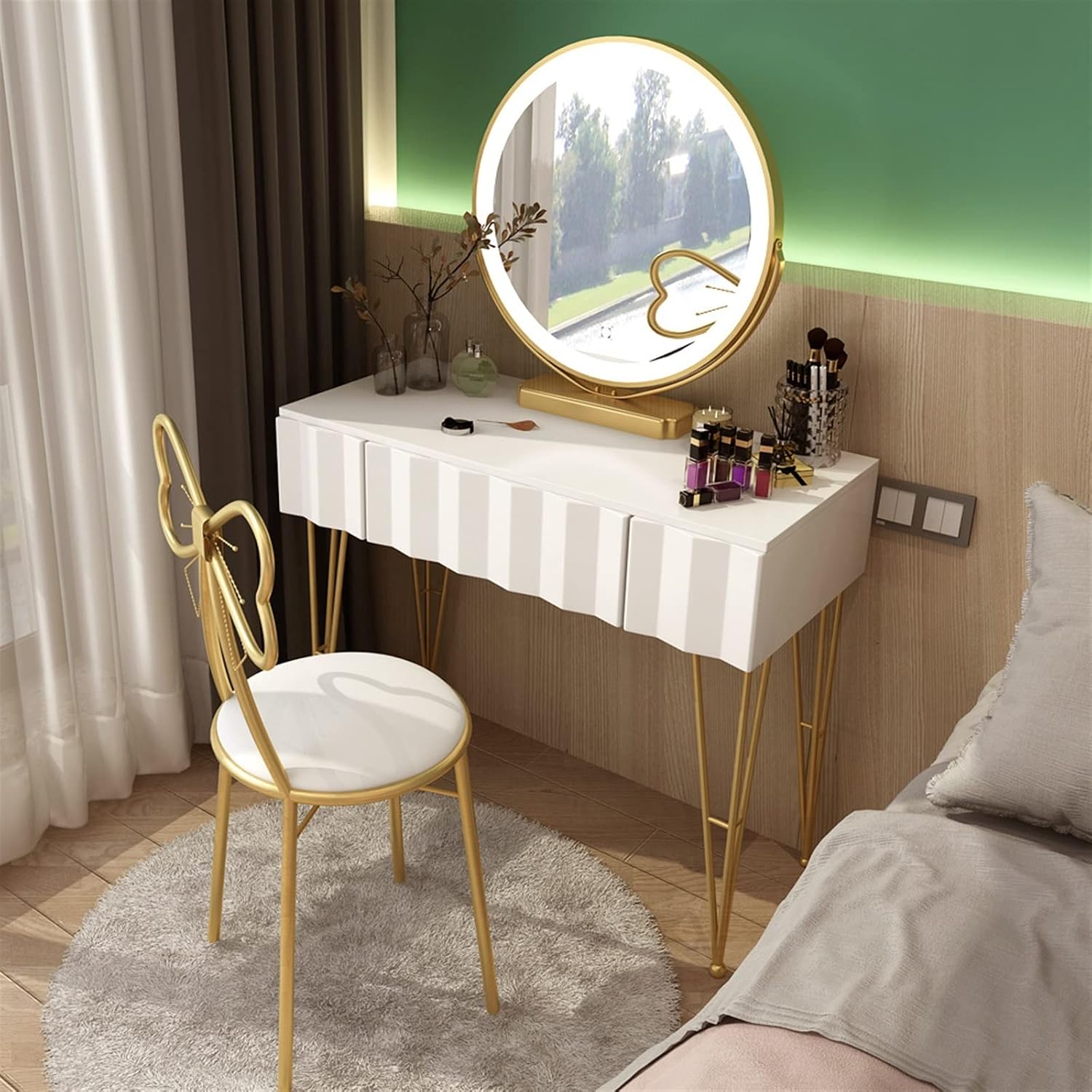 Vanity Benches Minimalist Makeup Table, Small Bedroom (Color : 90)