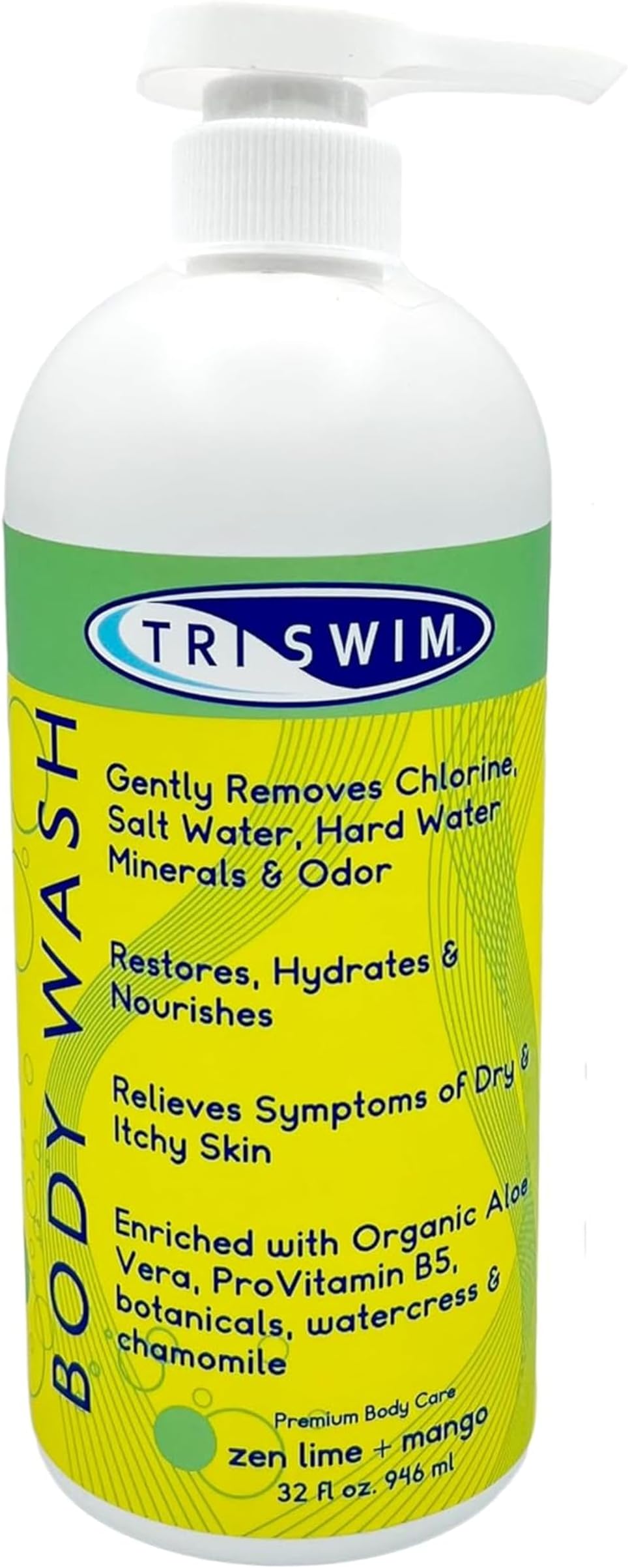 Chlorine Removal Body Wash | After Swim Care Shower Gel | Moisturising Anti-Chlorine Vegan Shower Gel For Swimmers | Intensive Hydration Body Wash For Women & Men | Lime & Mango (946 ml)