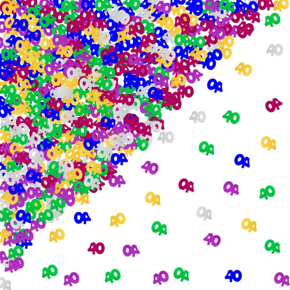 40 Confetti 40th Birthday Confetti Number 40th Anniversary Party Confetti for Party Table Decoration Supplies or DIY (MultiColor,1.5 Oz 1500 Pieces)