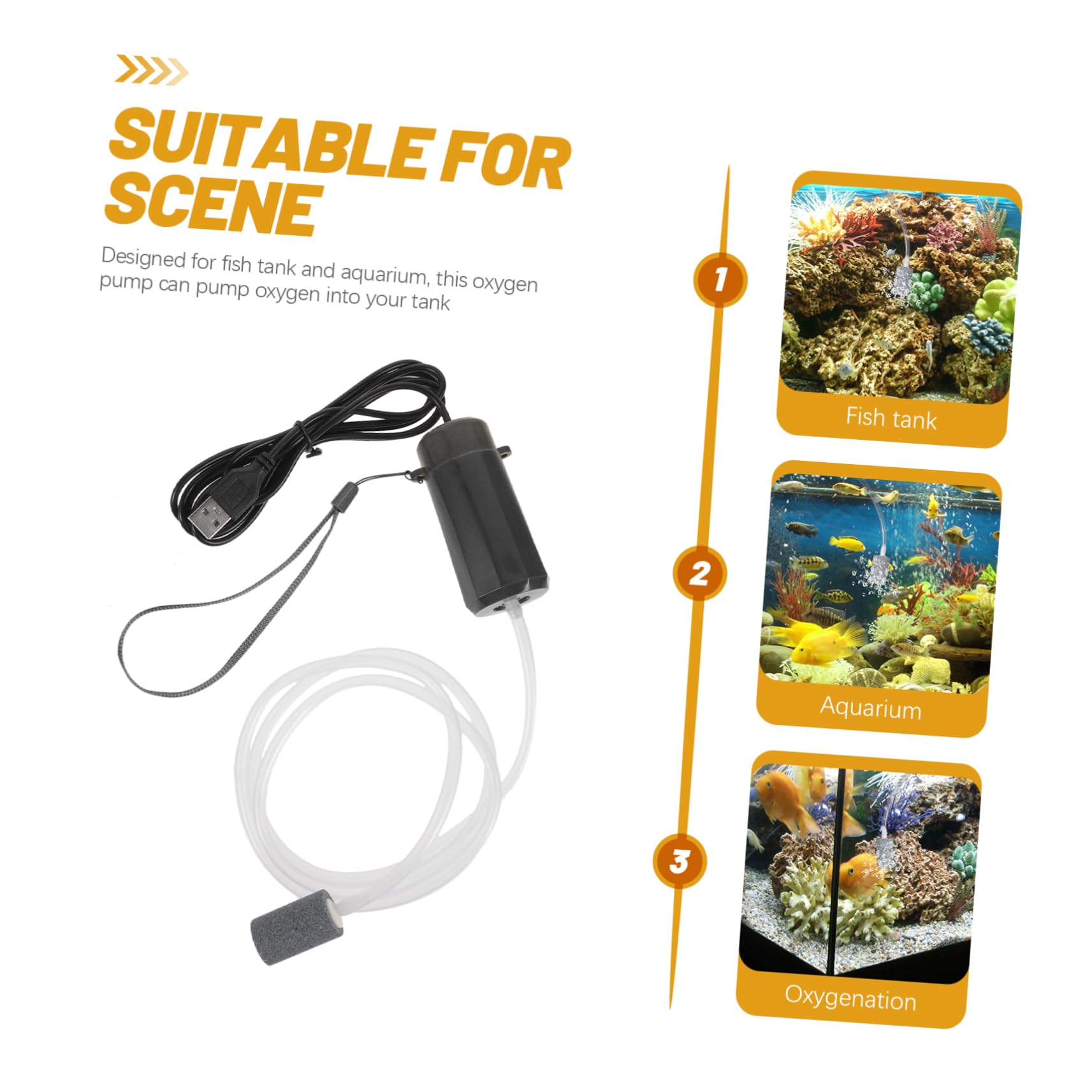VANZACK 2piezas USB Bubbler Pump para Acuarios Pequeños Bomba De Aire Silenciosa Aumenta El para Peceras y Acuarios De Agua Dulce