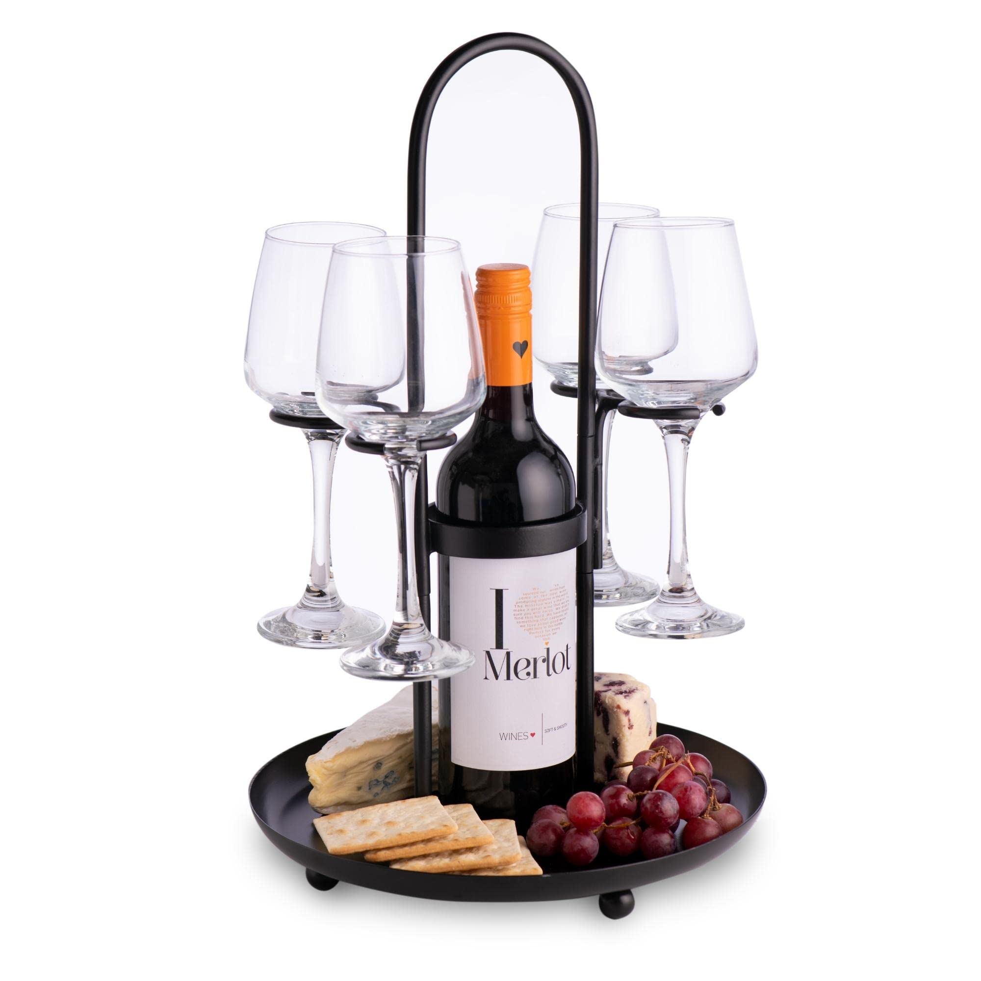 bar@drinkstuff Wine Night Stand with 4 x Glass Holders (Glasses not included)