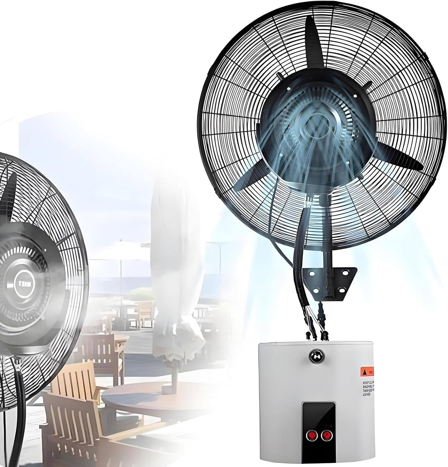asdchZen Wall-Mount Misting Fan With 90°Oscillation, 3 Wind Modes & 15L Auto-Fill Tank For Outdoor Cooling In Commercial, Residential, Greenhouse, Workshop, And Patio Areas,81cm/31.9in