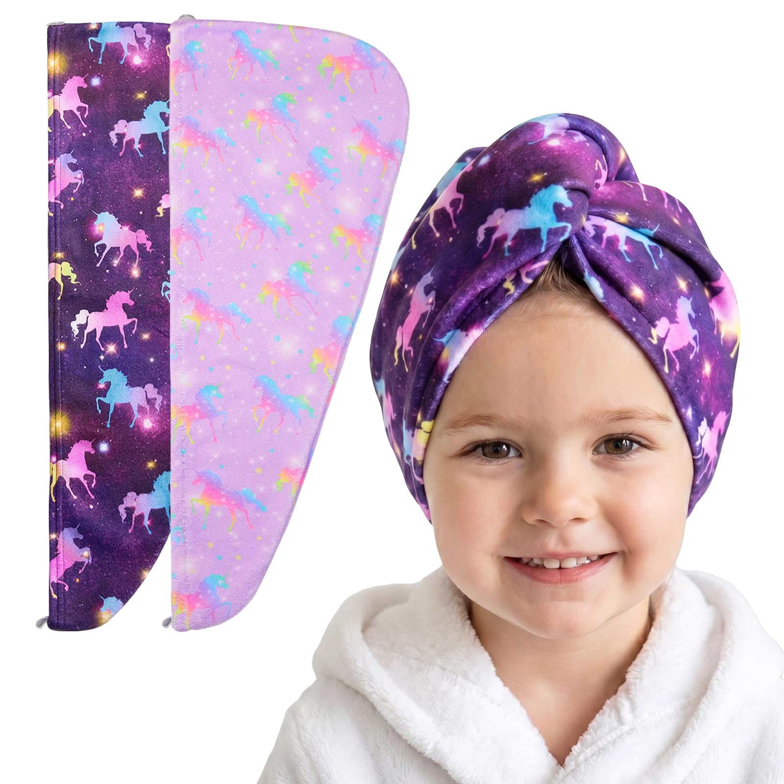 Basumee 2 Pezzi Asciugamani per Capelli a Turbante Asciugamano in Microfibra ad Asciugatura Rapida Super Assorbente con Design a Bottoni