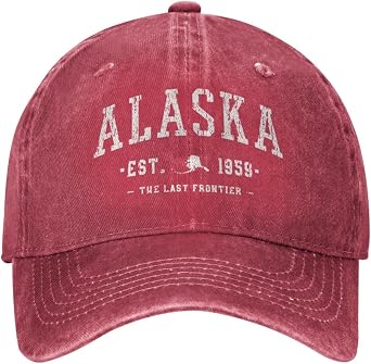 Alaska Est 1959 Baseball Cap Men Women Summer Vintage Washed Distressed Cowboy Sun Red Adults Trucker Hat