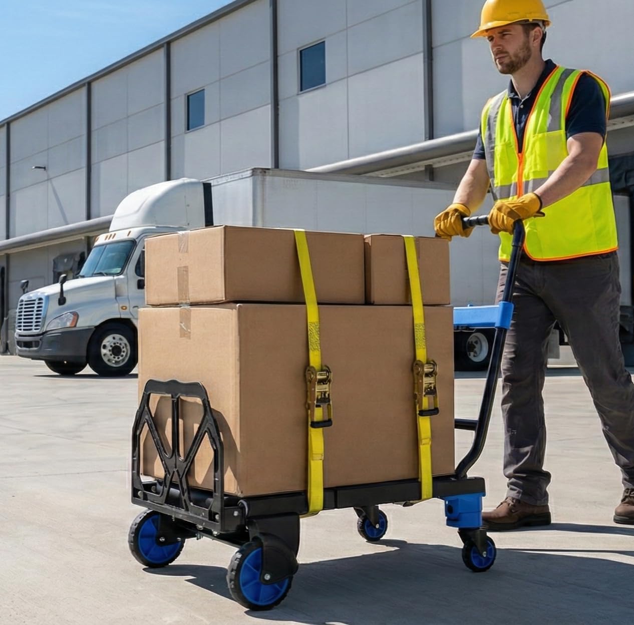 KATSU Tools Carretilla plegable 2 en 1, capacidad de 150 kg/80 kg, mango retráctil, carro de mano multifunción, carrito de plataforma, carretilla de saco, para mover artículos