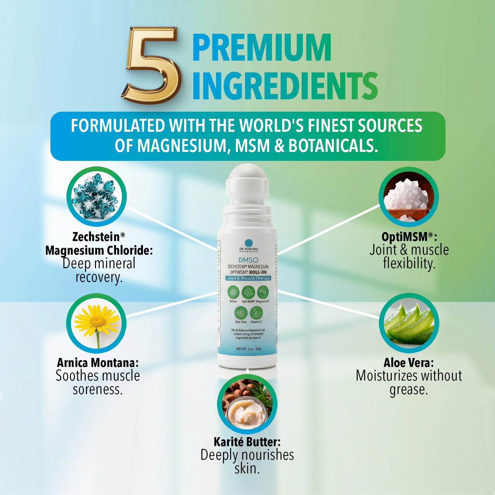 Dr. Robaina DMSO Roll-On 3 oz – Skin Care with Arnica, Magnesium, OptiMSM, Aloe Vera & Vitamin E | Non-Greasy Botanical Topical Formula | Roll-On Applicator | for External Use Only | Made in USA — Amazon image 3