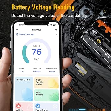 OBD2 Scanner Bluetooth für iPhone iOS Android OBDII Diagnose-Scan-Werkzeug Codeleser Fehlercode Auto Leistungstest Multifunktional V020 BT 4.0 Auto-Diagnose-Scanner Tester Werkzeug geeignet
