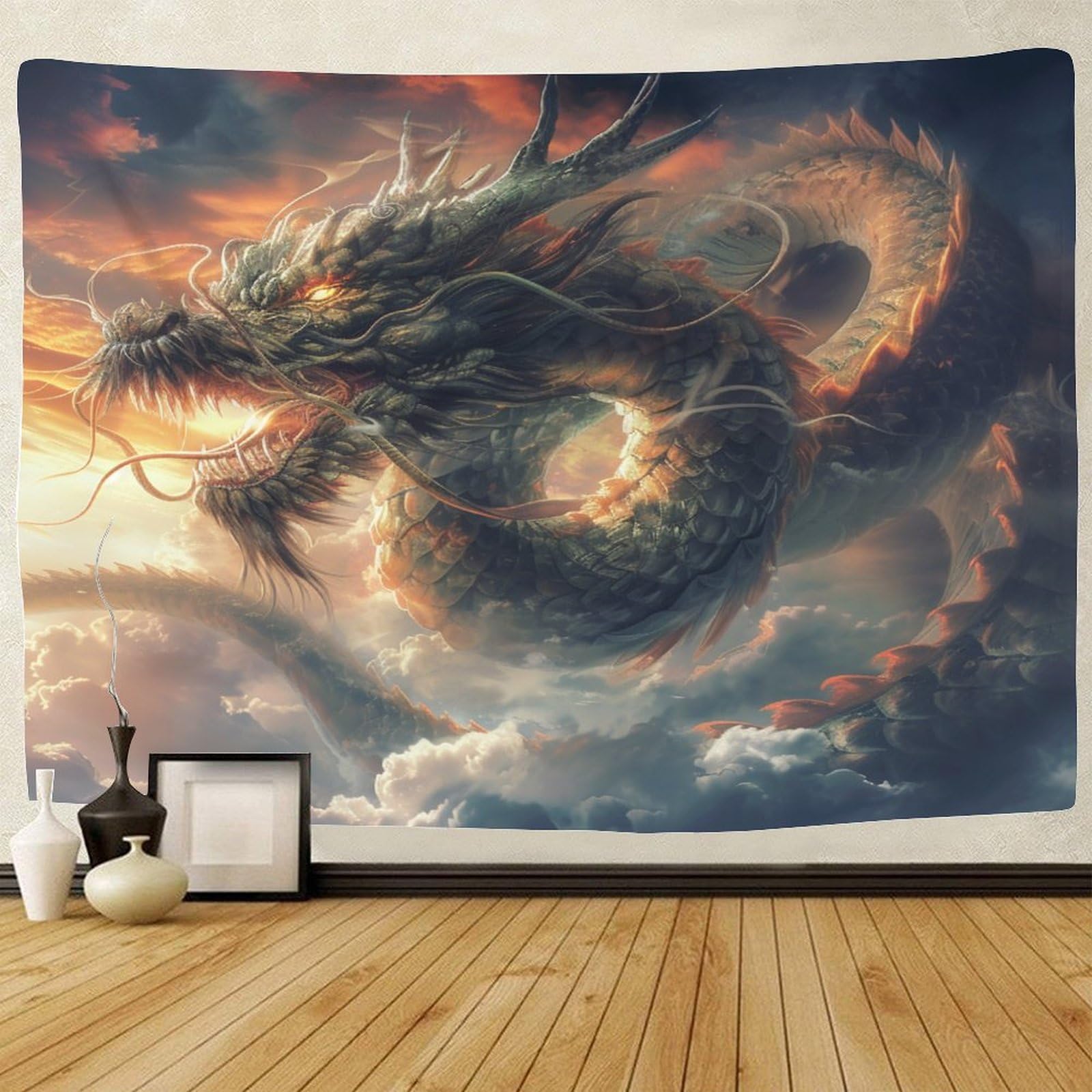 Tenture Murale Dragon 3D UNRXJZLVM - Impression HD, Polyester, Décoration Chambre Ou Salon, Plusieurs Tailles