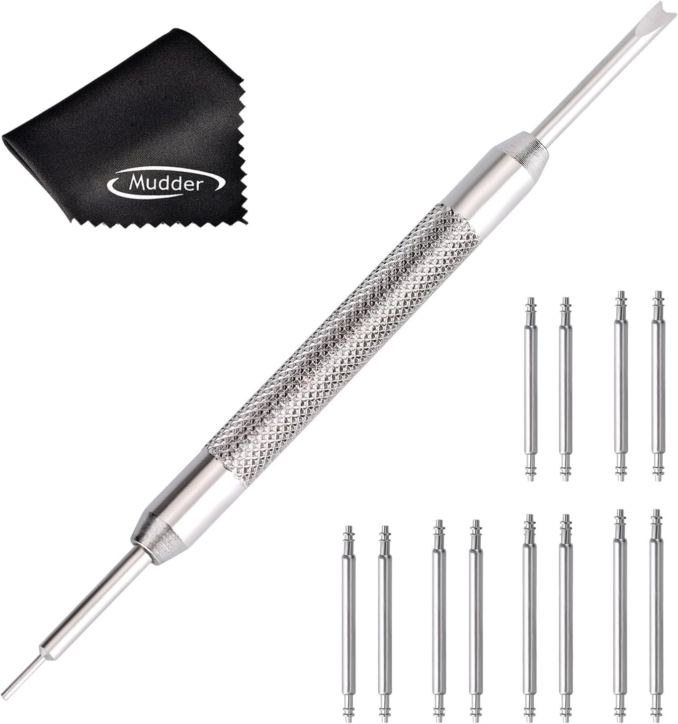 Mudder Spring Bar Tool with 6 Pairs of Strap Pins and Cleaning Cloth for Watch Strap Bands