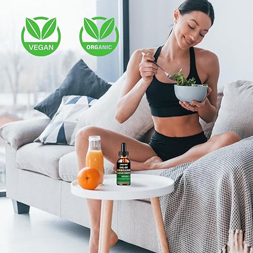 Miniatura 7 de Paquete de 2 gotas de aceite de orégano, aceite orgánico de orégano líquido con vitamina E, suplementos herbales de alta absorción para apoyo