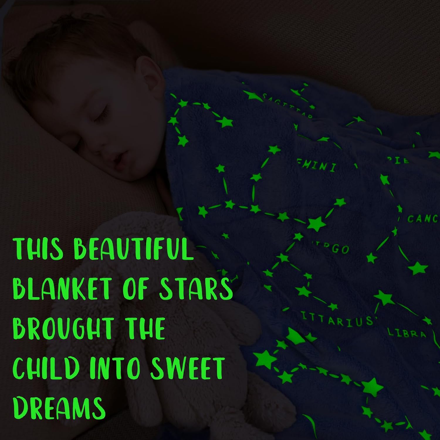 Glow in The Dark Constellation Blanket, Galaxy Space Stars Throw Blanket for Kids Adults, Soft Fleece Astronomy Decor for Bedroom, Birthday Gifts for Boys Girls Women Men Teens, 50" x 60" - Image 4