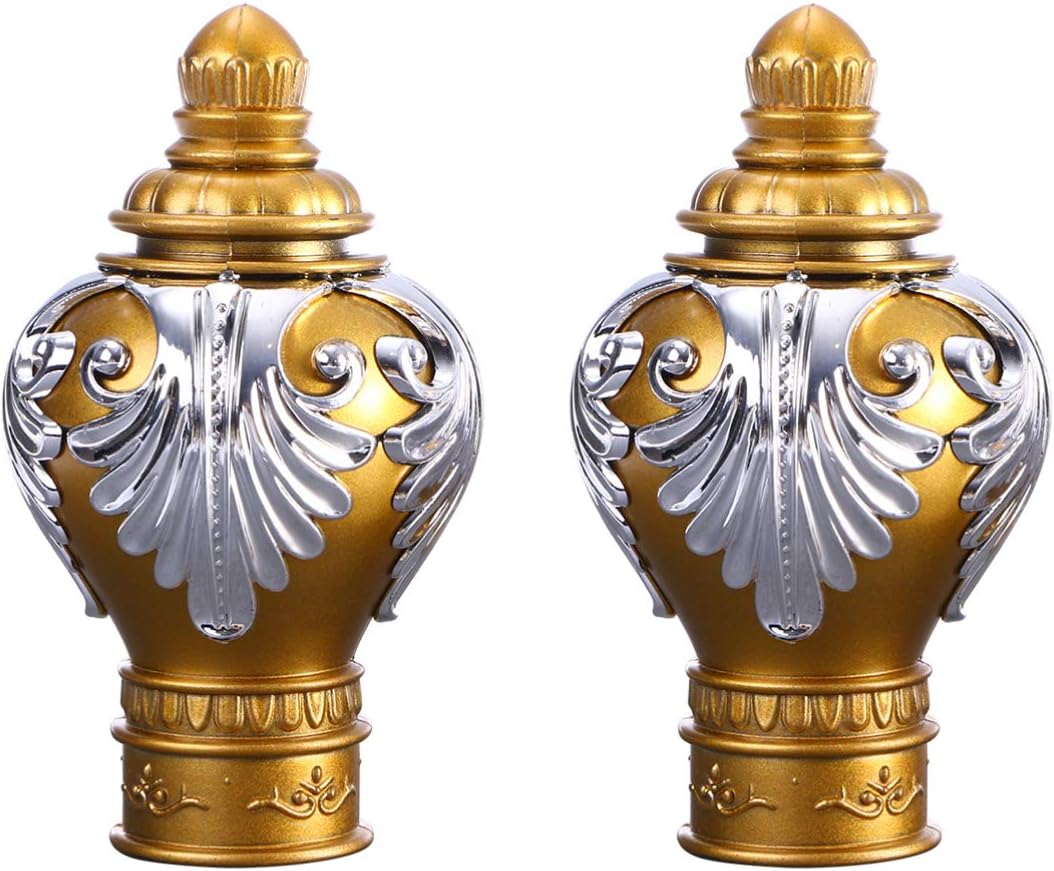 Curtain head, Curtain Rod Finials Flower Pattern 28mm Golden Pack Of 2