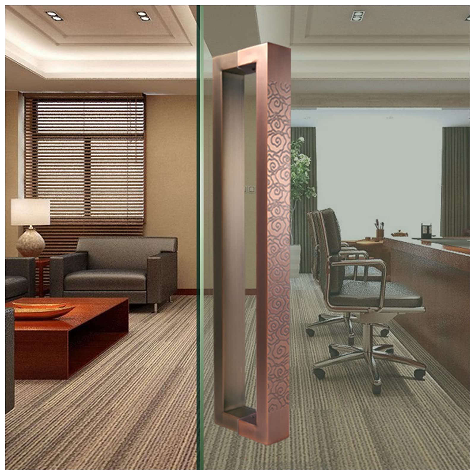 Poignée de porte bronze rouge en acier inoxydable de style rétro chic