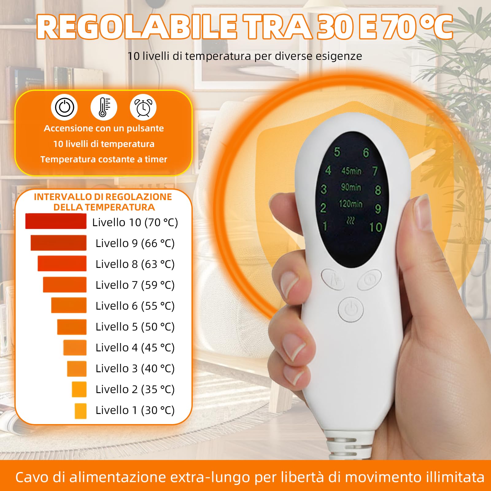 Cuscino riscaldante per collo e spalle completamente pesato, cuscino riscaldante elettrico. 10 livelli di temperatura regolabili, spegnimento automatico. Riscalda collo e spalle contemporaneamente. 48