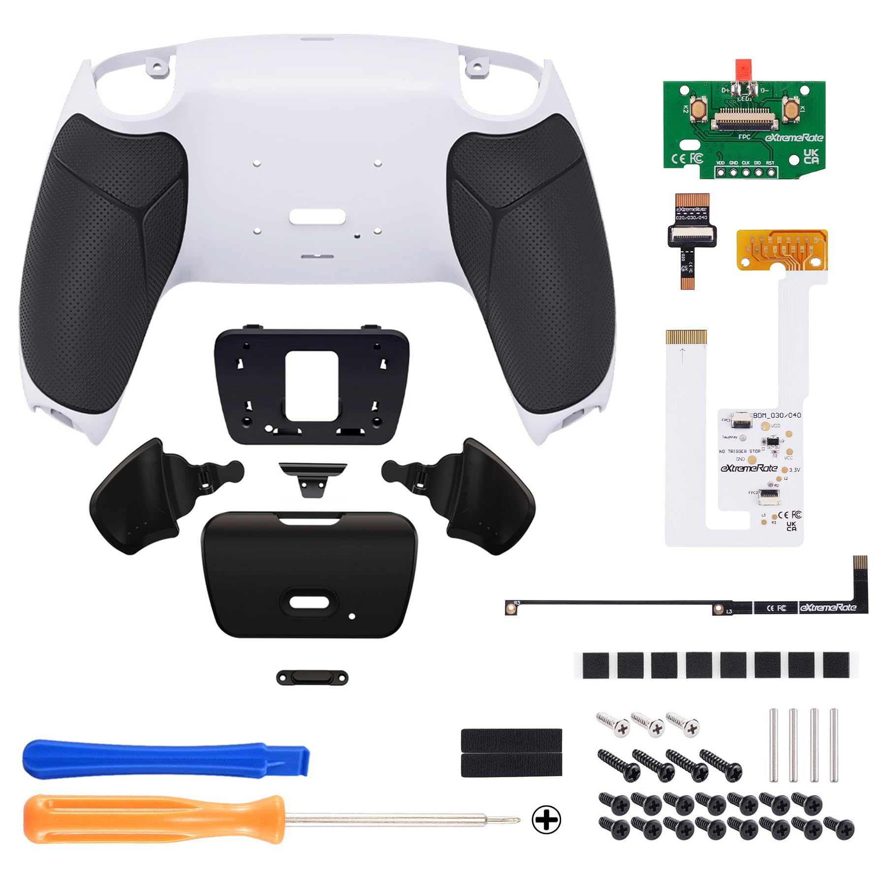 eXtremeRate Rise V3 Remap Kit Programmabile per ps5 Controller BDM-030/040/050,Tasti Aggiuntivi Palette Back Button Cover Grip Gomma Paddles Posteriori per ps5 Joystick-Nero&Nero