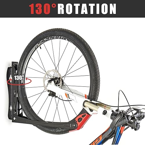 Miniatura 5 de Wallmaster BIKEPAL - Portabicicletas giratorio, sistema de almacenamiento de bicicletas montado en la pared, ahorro de espacio para el hogar y el