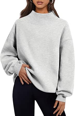 Trendy Queen Women's Oversized Mock Neck Sweatshirt