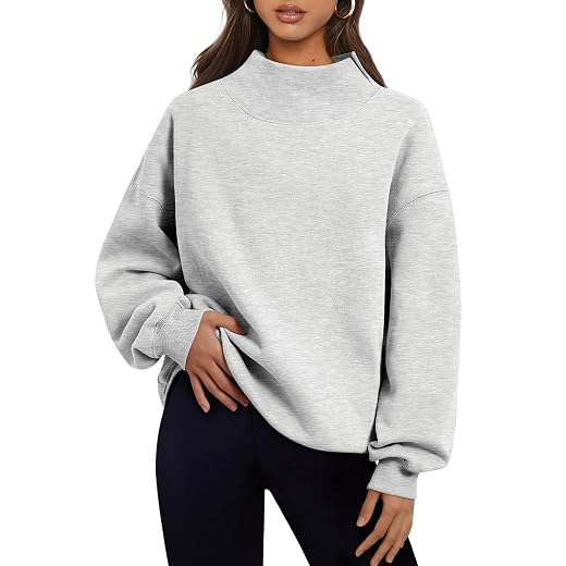 Trendy Queen Womens Mock Neck Sweatshirts Oversized Pullover Fall Outfits
