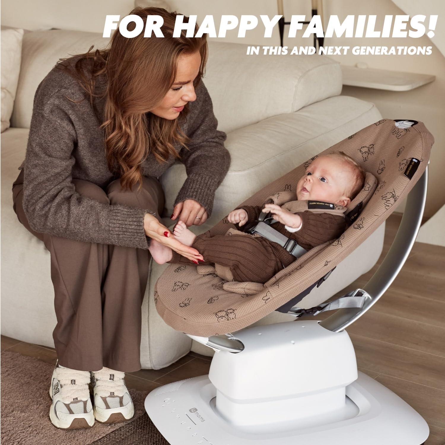 UKJE Protective Swing Cover Compatible with 4moms or MamaRoo 5, Multi-Motion Baby Swing, Baby Swing Liners, Baby Rocker Cover, Easy to Install, Easy to Wash, Handmade in Europe - Miffy