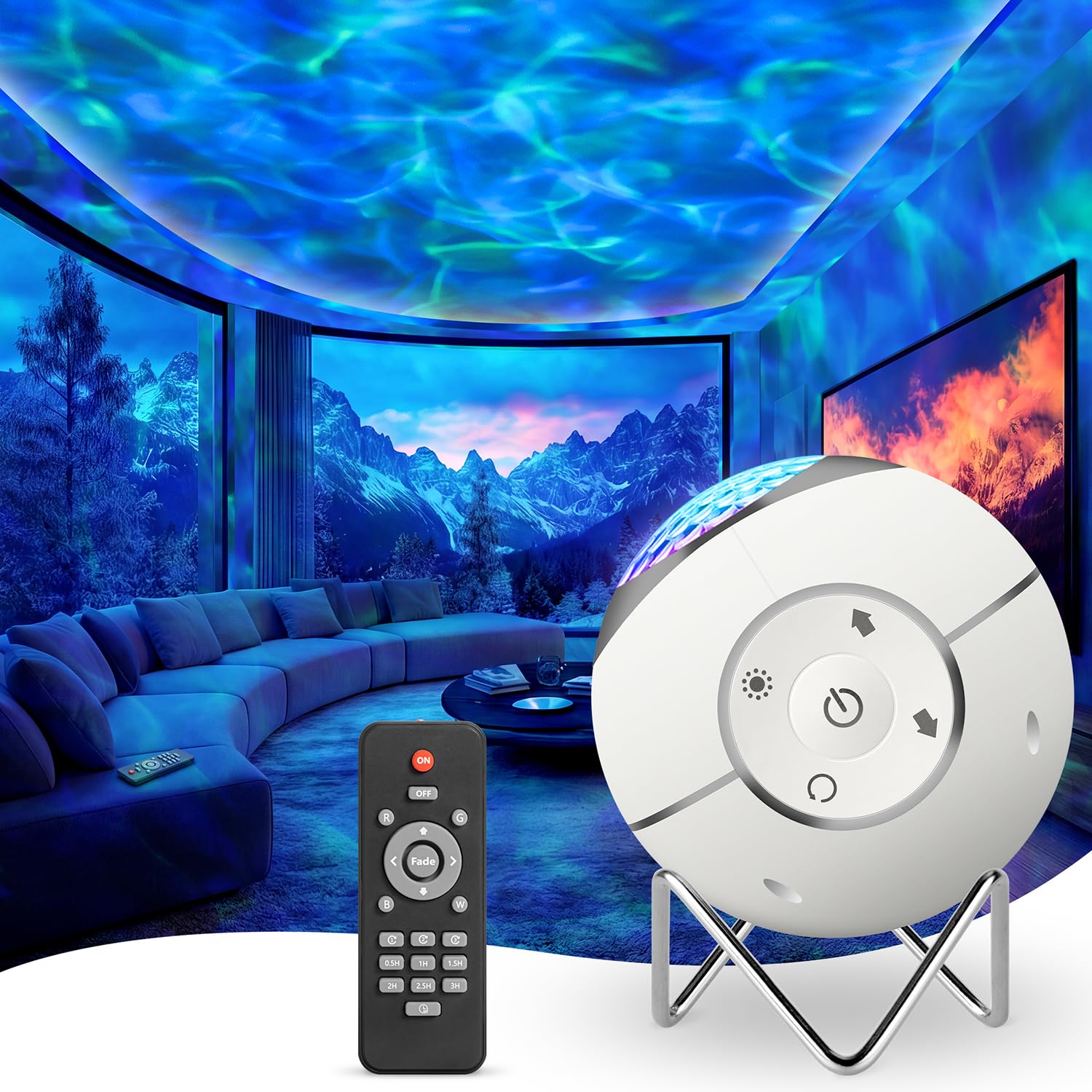 ibell Sternenhimmel Projektor, 14 Leuchtmodi Wasserwellen Nachtlicht Kinder Erwachsense Galaxy Projector, 360°Drehung Partylicht Geschenk Mädchen Personalisierte Geschenke Frauen, Zimmer Deko
