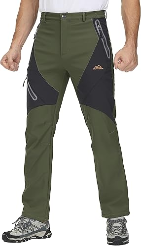 Miniatura 7 de TACVASEN Pantalones de esquí para hombre, con forro polar, impermeables, aislados, para senderismo, trabajo al aire libre, caza, carga