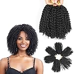 8 Inch Short Passion Twist Hair 6 Bundles Kinky Curly Crochet Hair for Black Women Curly Braiding Hair Crochet Braids Hair (6Bundles8 Inch, 1B)