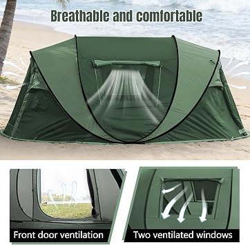 Instant Pop Up Camping Tent, 4-5 Person Tents,Automatic Set Up Tent in 3 Seconds,Waterproof Sunshade Family Tent,Portable Lightweight Dome Tent for Outdoor Camping,Hiking,Travel & Beach