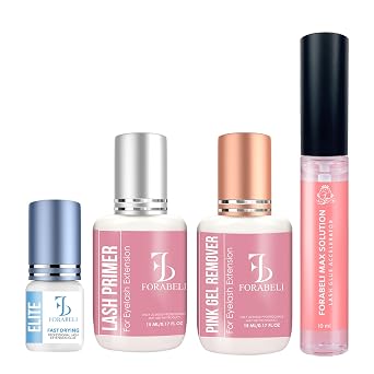 Professional Lash Extension Artist Bundle Elite Fast Lash Extension Glue + Lash Extension Primer + Lash Bonder & Sealant + Pink Gel Lash Extension Remover