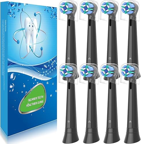 Paquete de 8 cabezales de cepillo de dientes de repuesto compatibles con Oral B iO, cabezales de cepillo para Oral-B iO series Negro