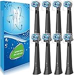 8 Pack Replacement Toothbrush Heads Compatible with Oral B iO, Brush Heads for Oral-B iO 2/3/4/5/6/7/8/9/10/7G Series, with Covers, Black