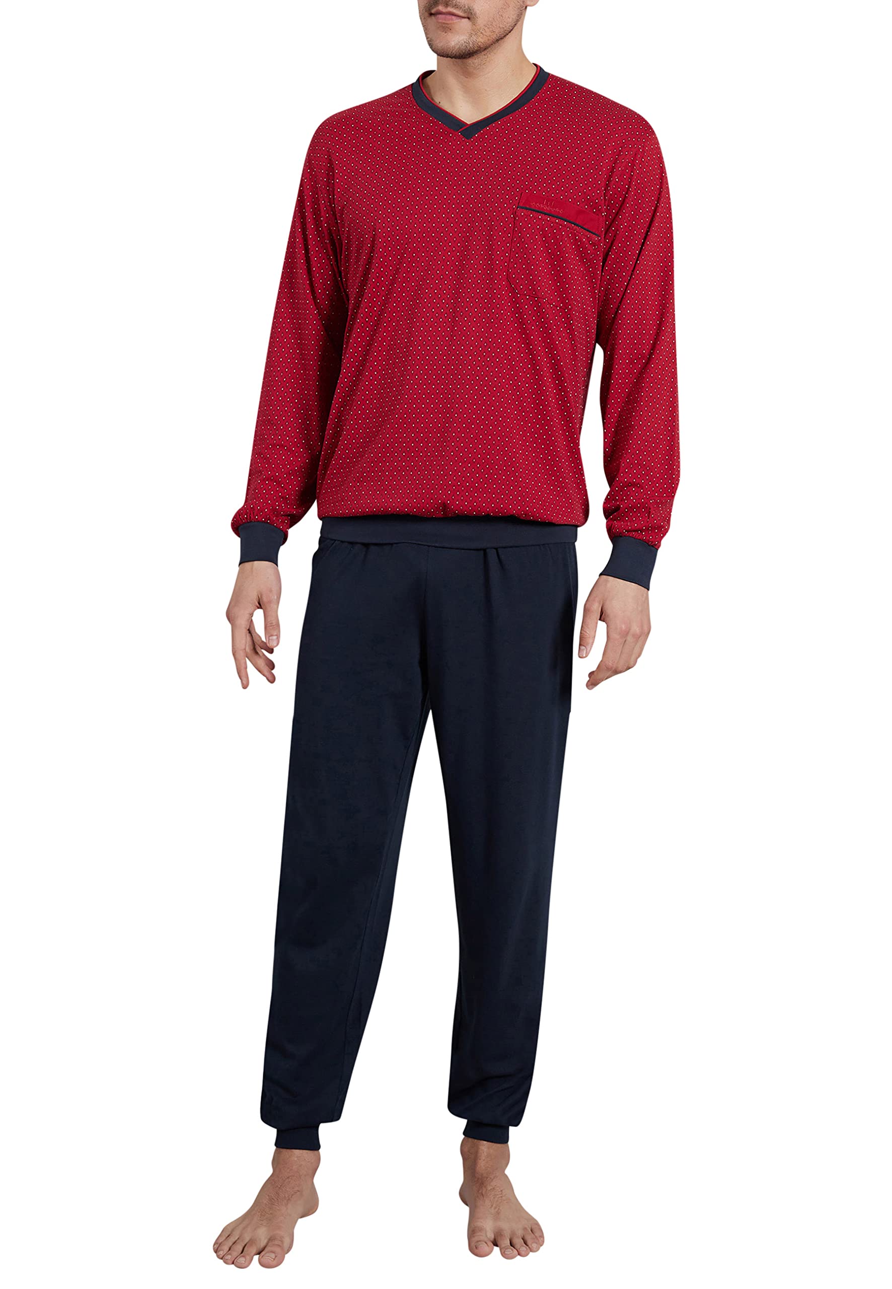 Götzburg Herren Pyjama Schlafanzug lang mit Bündchen (chili pepper)