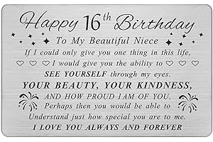Happy 16th Birthday Card for Niece - Personalized Engraved Wallet Card