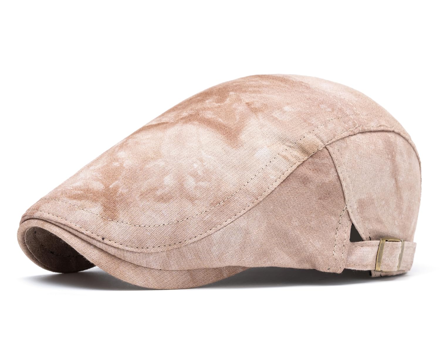 Quanhaigou Unisex Denim Newsboy Hats Flat Ivy Gatsby Cabbie Driving Berets Hat Cotton Dad Cap for Men Women (tie dye Brown)